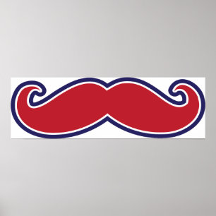 Mustache - Red, White and Blue Poster