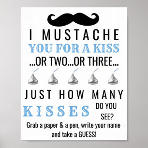 Mustache Theme Baby Shower Game Poster