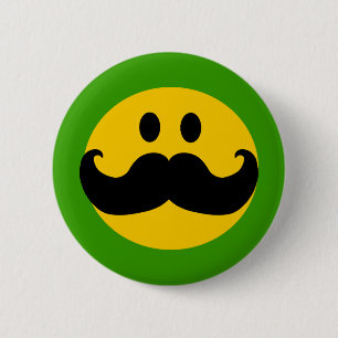 Mustache Yellow Happy Face 6 Cm Round Badge