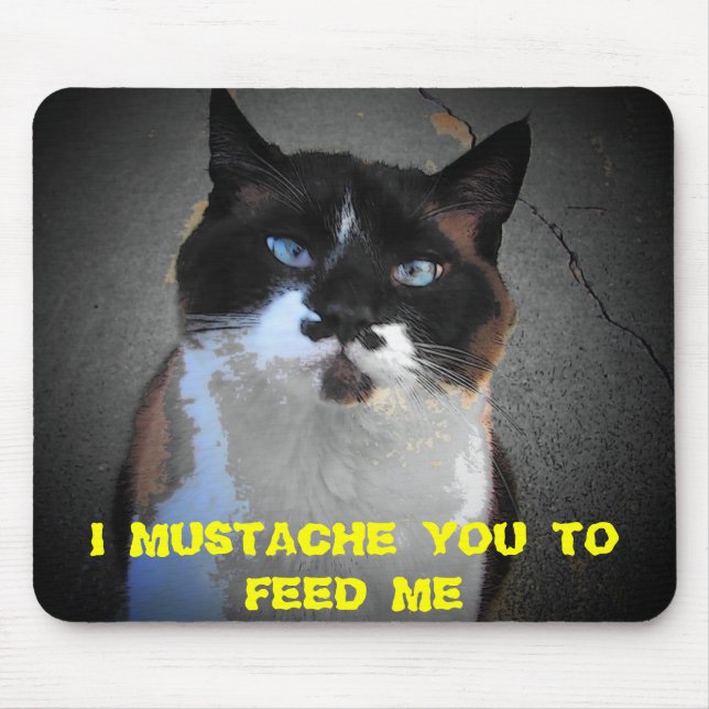 MUSTACHE YOU CAT IS HUNGRY MOUSE MAT (Front)