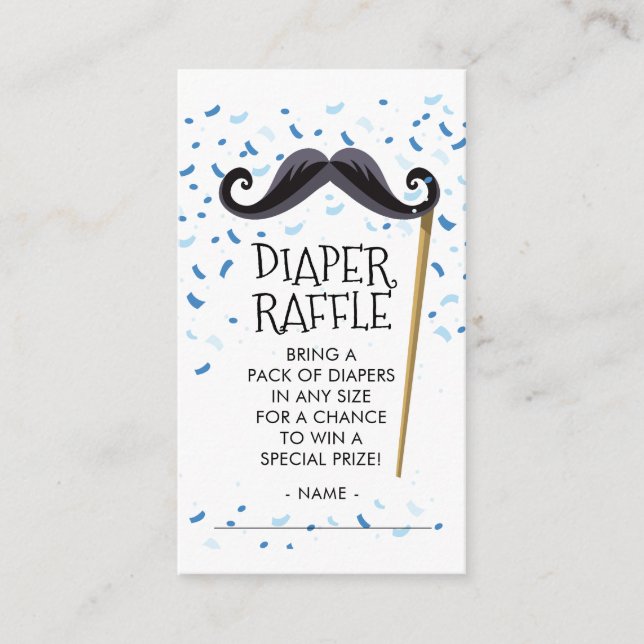 Mustachel Baby Shower Diaper Raffle Ticket Enclosure Card (Front)