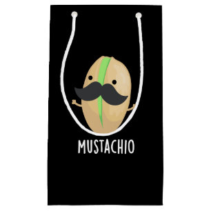 Mustachio Funny Pistachio Moustache Pun Dark BG Small Gift Bag