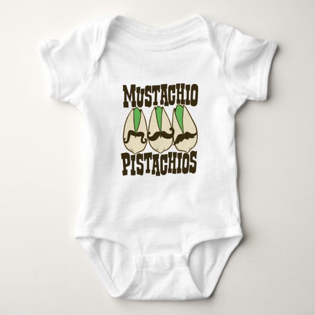 Mustachio Pistachios Baby Bodysuit (Front)