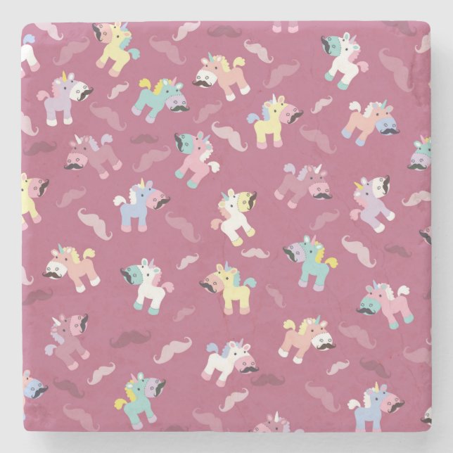 Mustachio Unicornio Stone Coaster (Front)