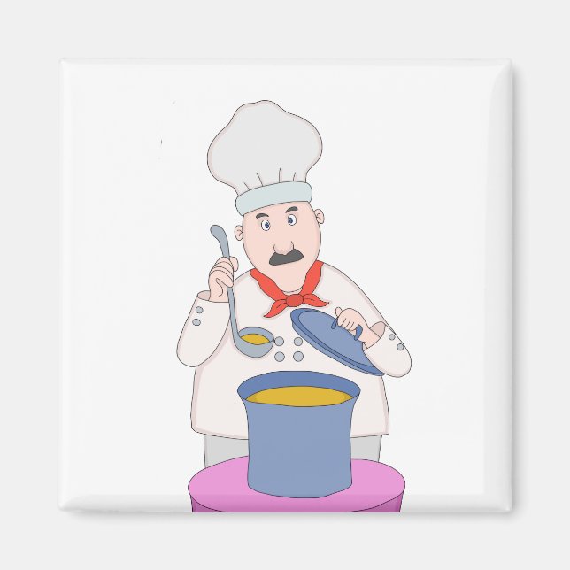 Mustachioed Chef Magnet (Front)