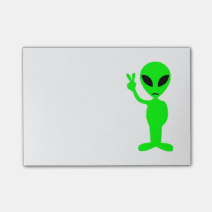 Mustachioed Green Alien Post-it Notes