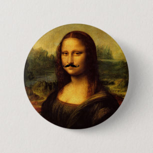 Mustachioed Mona Lisa 6 Cm Round Badge
