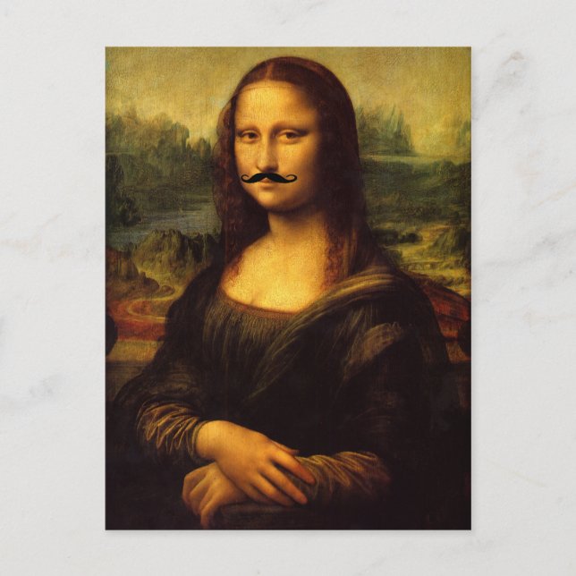 Mustachioed Mona Lisa Postcard (Front)