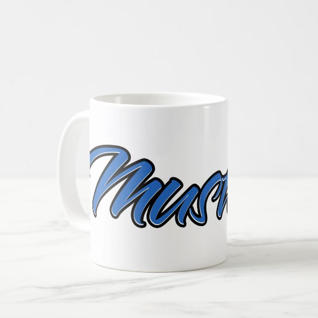 Mustafa First name name blue cup coffee cup (Front Left)