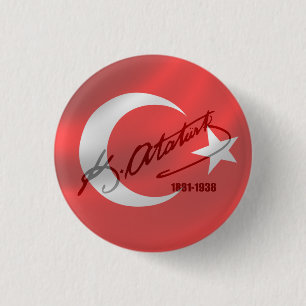 Mustafa Kemal Ataturk 3 Cm Round Badge