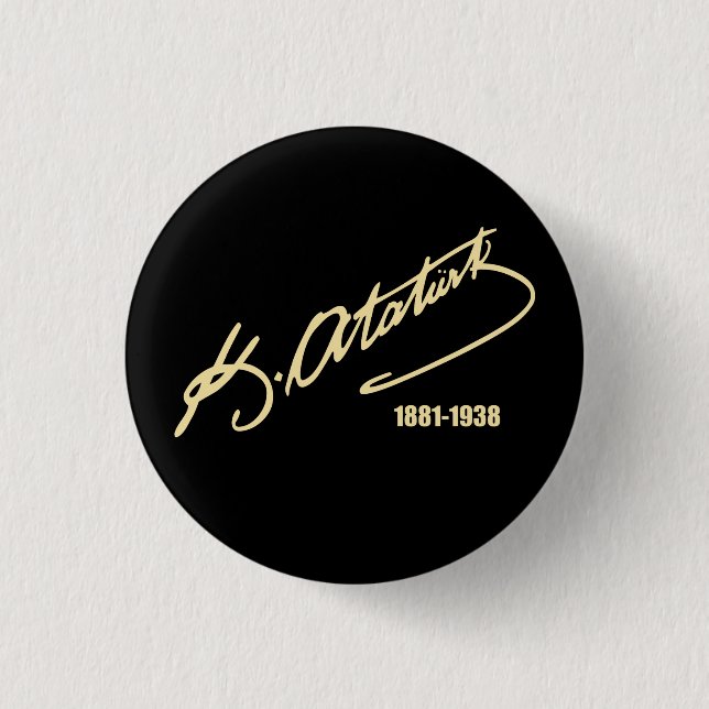 Mustafa Kemal Ataturk 3 Cm Round Badge (Front)
