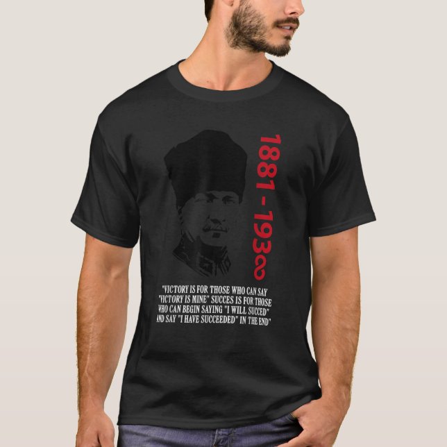Mustafa Kemal Ataturk Father of Turkey Flag T-Shirt (Front)