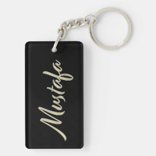 Mustafa name whitegold key trailer ring