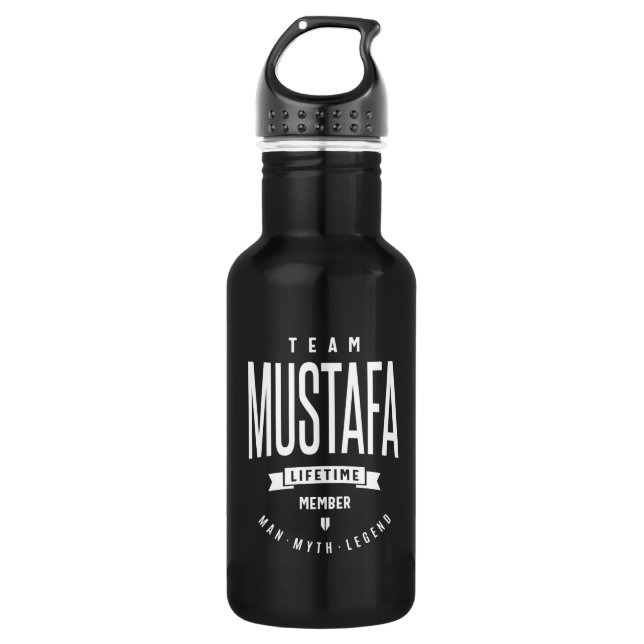 Mustafa Personalised Name Birthday Gift 532 Ml Water Bottle (Front)