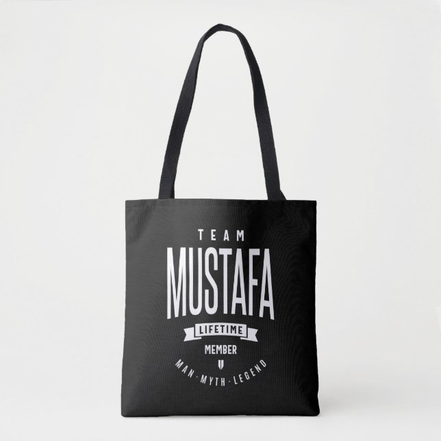 Mustafa Personalised Name Birthday Gift Tote Bag (Front)