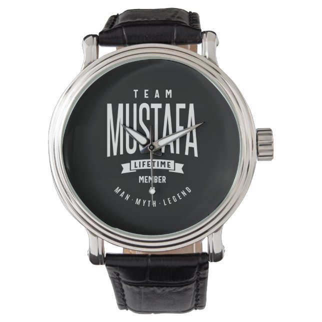 Mustafa Personalised Name Birthday Gift Watch (Front)