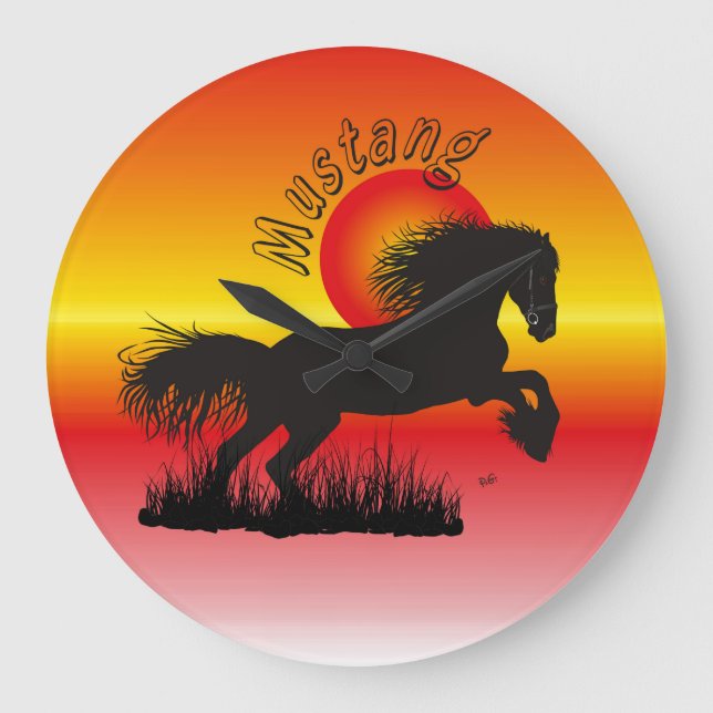 Mustang für Pferdeliebhaber Uhr Large Clock (Front)