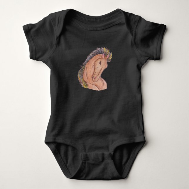 Mustang Horse Baby Bodysuit (Front)