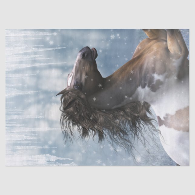 Mustang Horse In The Snow Tissue Paper (Front)