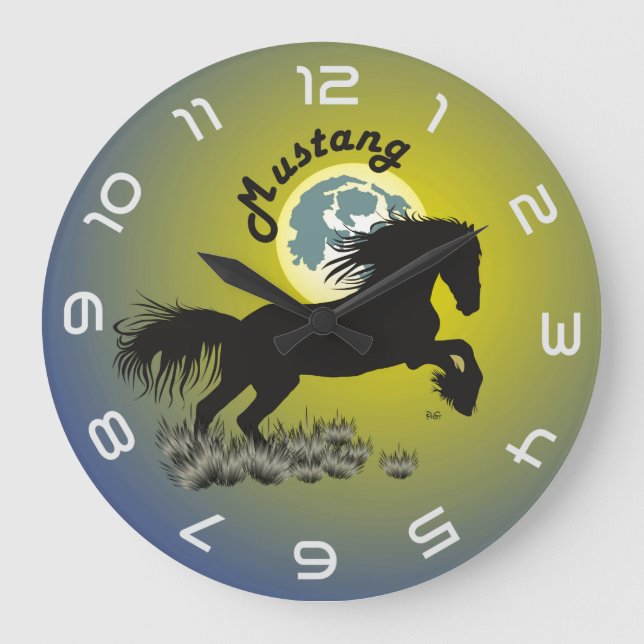 Mustang horse lover large clock (Front)