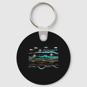 Mustang Island Texas Colorful Tie-dye Pelican Beac Key Ring