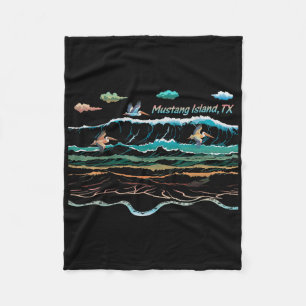 Mustang Island Texas Colourful Tie-dye Pelican Bea Fleece Blanket
