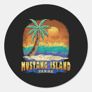Mustang Island Texas Vintage Distressed Souvenir Classic Round Sticker