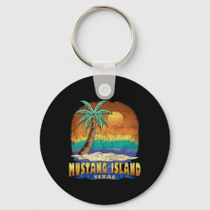 Mustang Island Texas Vintage Distressed Souvenir  Key Ring