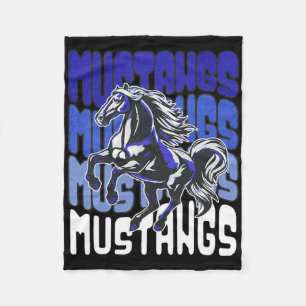 Mustang Mascot School Spirit Sports Team Football Fleece Blanket