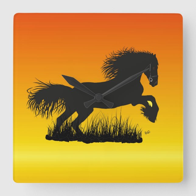 Mustang Pferdeliebhaber Uhr Square Wall Clock (Front)