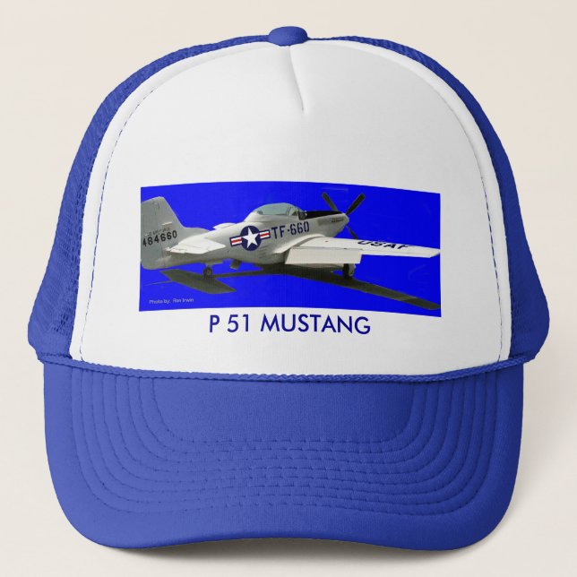 Mustang Portrait, P 51 MUSTANG Trucker Hat (Front)