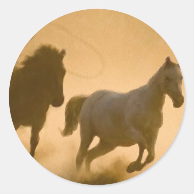 Mustang Roundup Classic Round Sticker (Front)