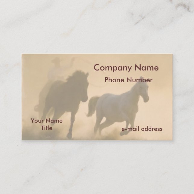 Mustang roundup Pastel Art Business Card (Front)