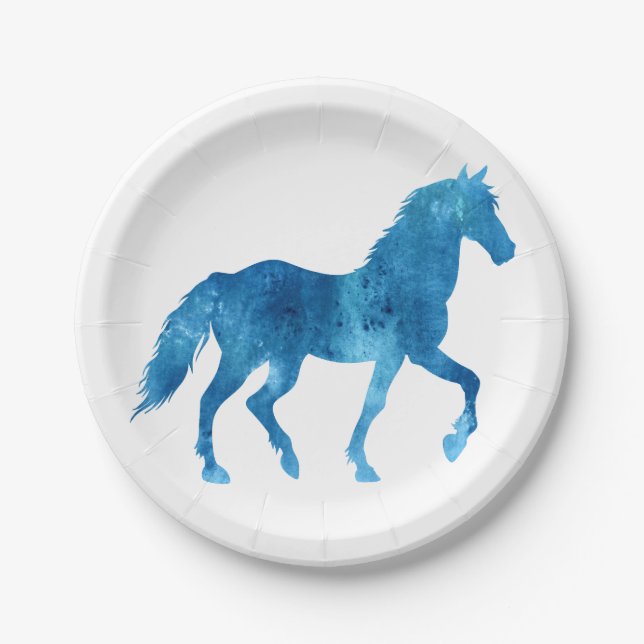 Mustang  silhouette - Choose background colour Paper Plate (Front)