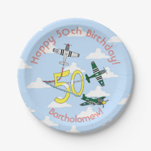 Mustangs 50th Birthday Blue Sky  Paper Plate