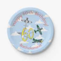 Mustangs 60th Birthday Blue Sky Paper Plate