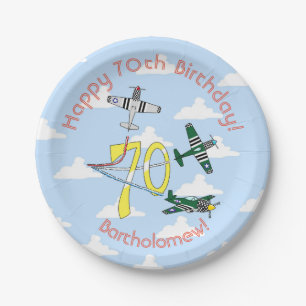 Mustangs 70th Birthday Blue Sky  Paper Plate
