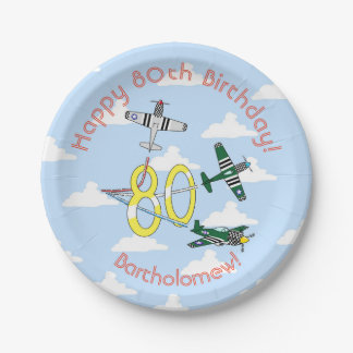 Mustangs 80th Birthday Blue Sky Paper Plate