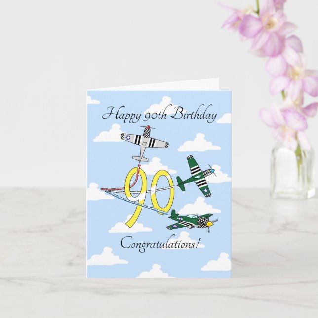 Mustangs 90th (Blue Sky) Birthday Card (Orchid)