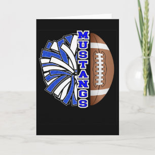 Mustangs Footll Cheer Blue White School Spirit Card