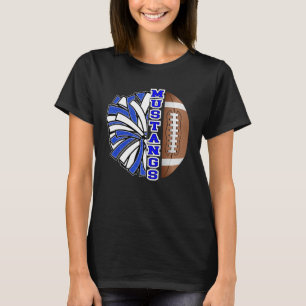 Mustangs Footll Cheer Blue White School Spirit T-Shirt