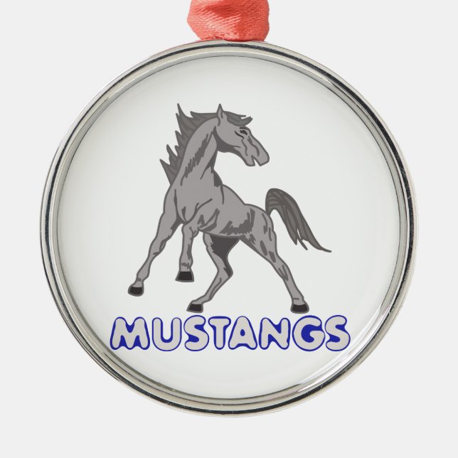 Mustangs Mascot Metal Tree Decoration (Front)