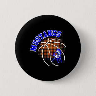 Mustangs Sketll Mustang Pride School Spirit Mascot 6 Cm Round Badge