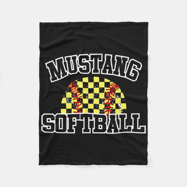 Mustangs Softll Mom Mustangs School Spirit Sports  Fleece Blanket (Front)
