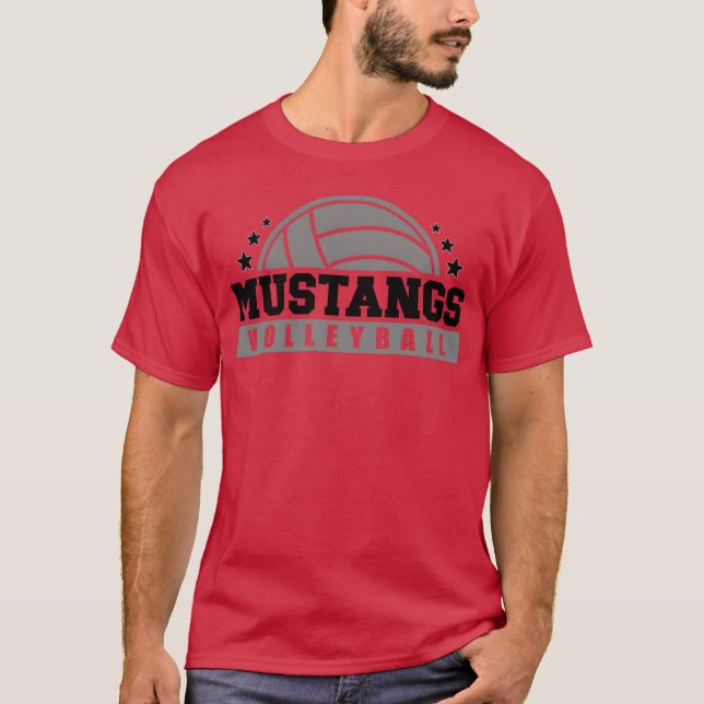 Mustangs Volleyball Coach Sportseam Spirit Wear vi T-Shirt (Front)