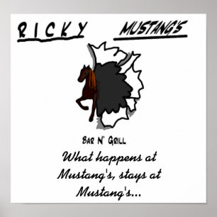 mustangshirtfront, What happens at Mustang's, s... Poster