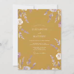Mustard Amethyst Blossom Wedding Invitation