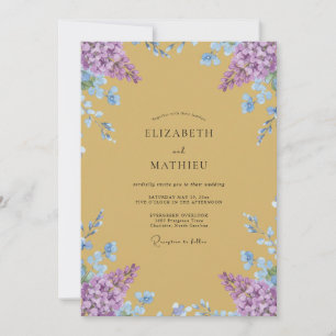 Mustard Amethyst Wisteria Wedding Invitation