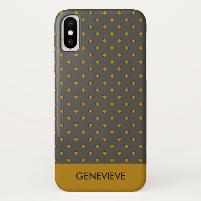 Mustard and Brown Polka Dots Pattern Monogram Case-Mate iPhone Case (Back)