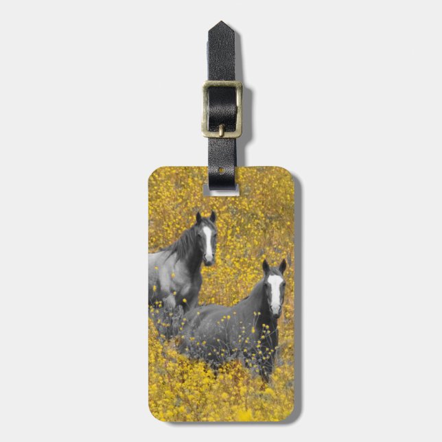 Mustard and Horses Luggage Tag (Front Vertical)